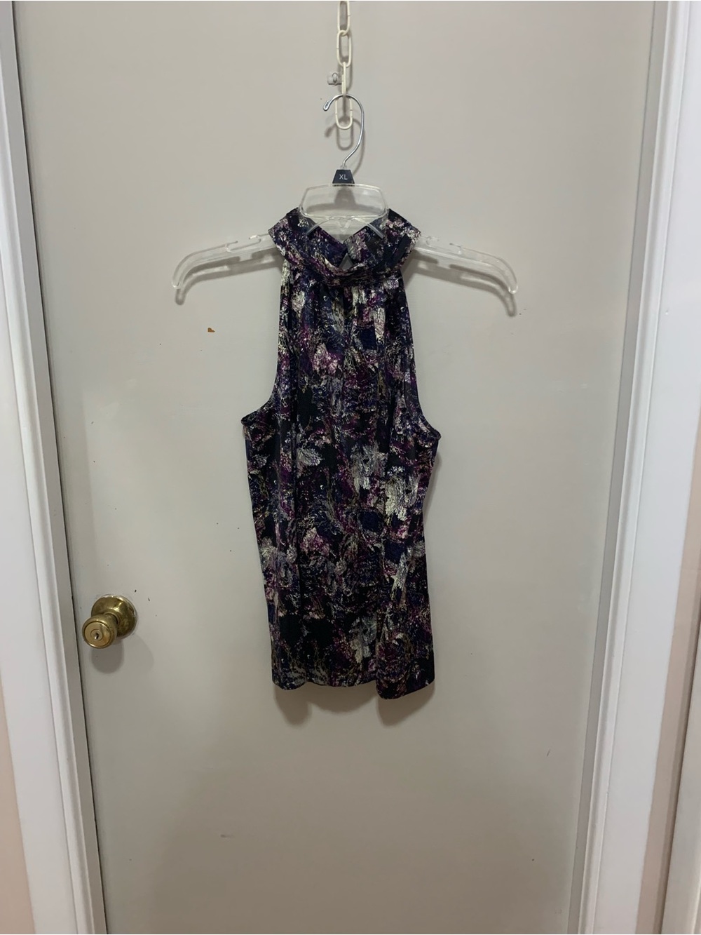 The Limited Halter Top - Purple Black Floral